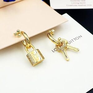 Cute LV Lock n Key Gold or Silver Earrings
